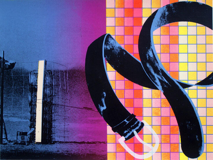 Early Morning Fence Work, Silkscreen on paper, 2024