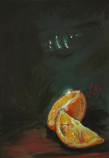 Teeth, Silkscreen, charcoal &amp; chalk pastel on paper, 2020