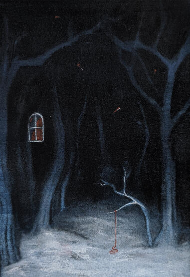 Ash, Silkscreen, charcoal & chalk pastel on paper, 2020