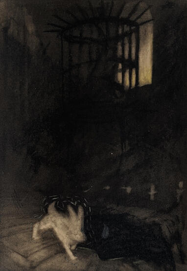 Cage, Silkscreen, charcoal &amp; chalk pastel on paper, 2020