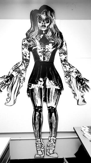 Dutchess! Vivica, 2026, Monotype on white printer paper, & cardboard